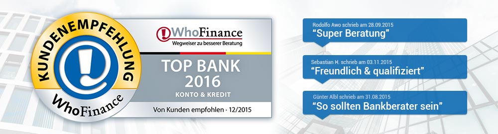 Top-Kundenempfehlung Banken 2016