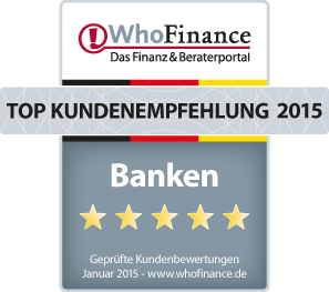 Siegel für die Top-Kundenempfehlung Banken 2015