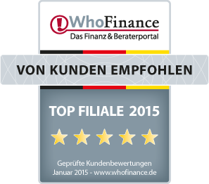 Siegel für die Top-Kundenempfehlung Bankenfilialen 2015