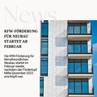Die Förderung der KfW für den Neubau beginnt im Februar.
