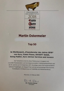 Finanzberater des Jahres 2018 - Top 50 Platzierung