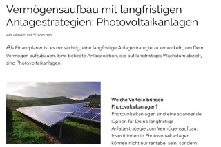 Vermögensaufbau mit langfristigen Anlagestrategien: Photovoltaikanlagen