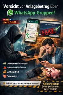 🚨 Achtung vor Anlagebetrug über WhatsApp-Gruppen! 🚨