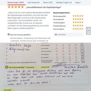 Vergangene Woche war ich mit zwei Kunden beim Notar und beide haben mich bereits bewertet auf dem Portal von WhoFinance GmbH 🙏🏻