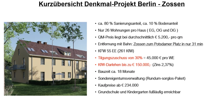 Zossen - Wünsdorf, Denkmalobjekt mit hoher Steuerabschreibung