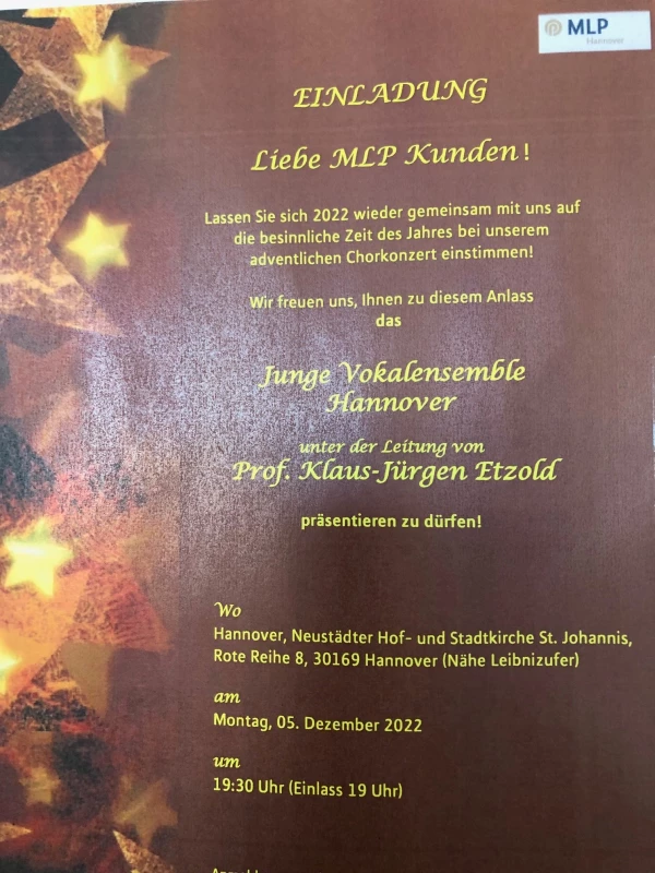 Adventskonzert mit dem Jungen Vokalensemble Hannover