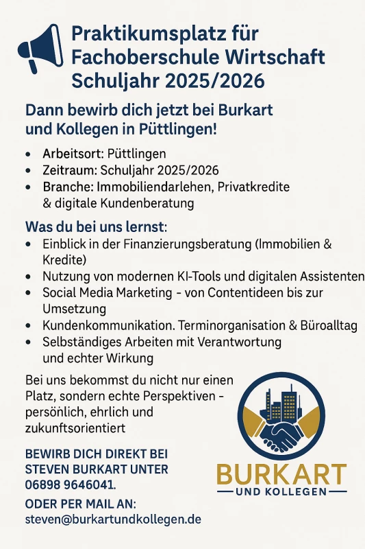 Praktikumsplatz für Fachoberschule Wirtschaft