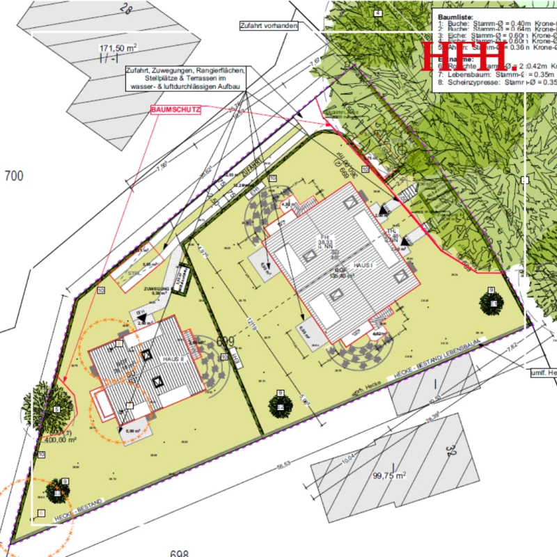 Baugrundstück mit bestehender Baugenehmigung für ein EFH & ein DH in Lemsahl-Mellingstedt