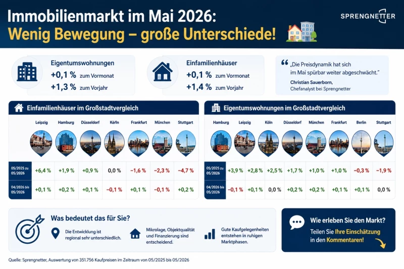 🏡 Immobilienpreise: Der Markt kommt weiter zur Ruhe. Für Käufer kann das eine gute Nachricht sein.