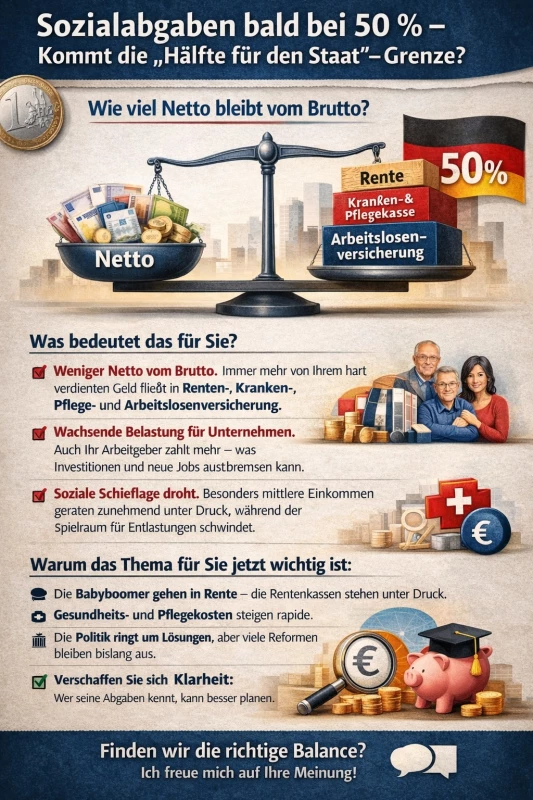 🔍 Sozialabgaben bald bei 50 % – Kommt die „Hälfte für den Staat“-Grenze? 💸