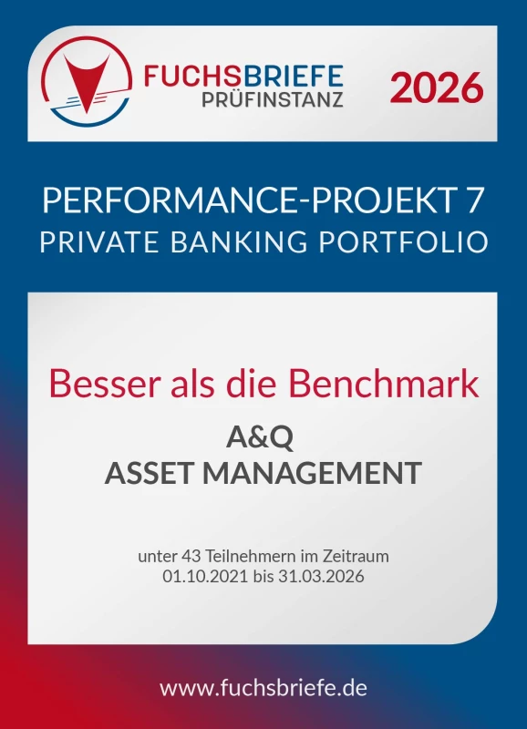 Qualitätssiegel von FUCHSBRIEFE | Prüfinstanz "Performance-Projekt 7" in Q1/2026
