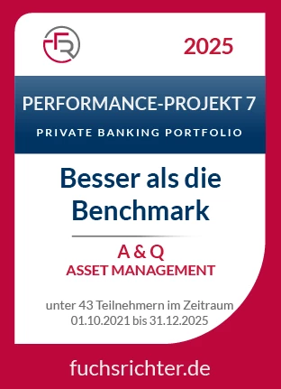 Qualitätssiegel von FUCHS | RICHTER Prüfinstanz "Performance-Projekt 7" in Q4/2025