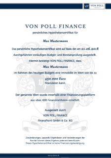 Ihr persönliches Hypothekenzertifikat