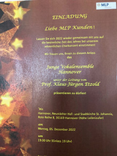Adventskonzert mit dem Jungen Vokalensemble Hannover