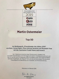 Finanzberater des Jahres 2019 - Top 50 Platzierung