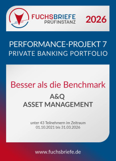 Qualitätssiegel von FUCHSBRIEFE | Prüfinstanz "Performance-Projekt 7" in Q1/2026